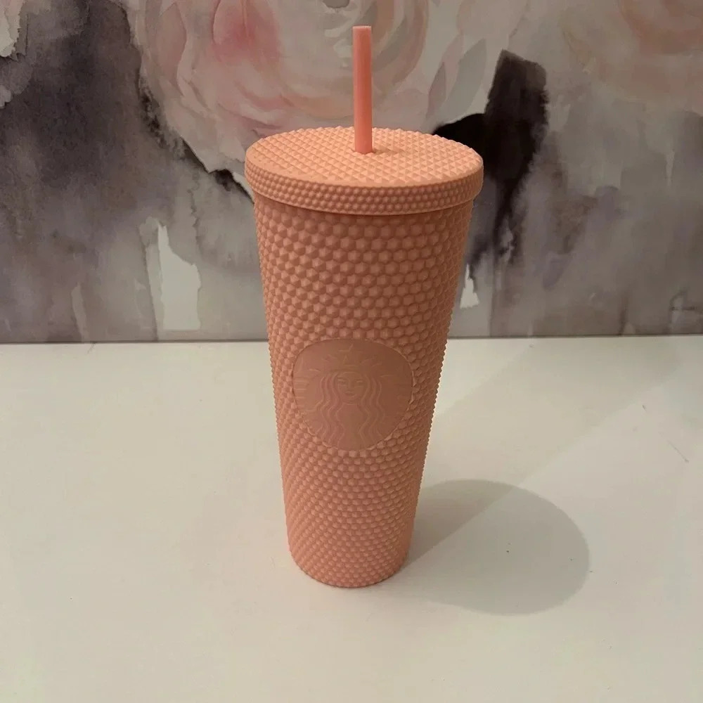 . STARBUCKS MATTE LIGHT PINK STUDDED TUMBLER.